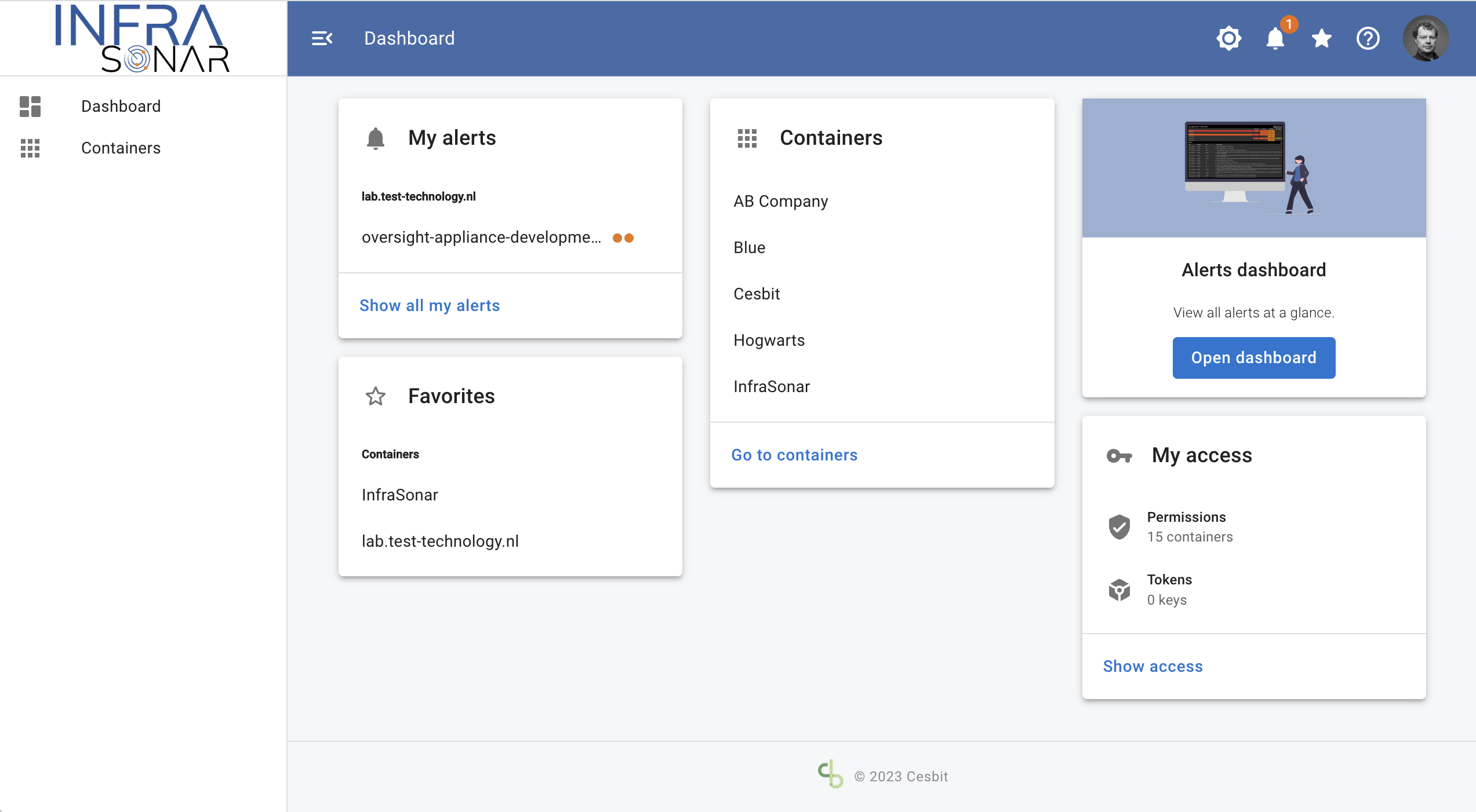 application dashboard